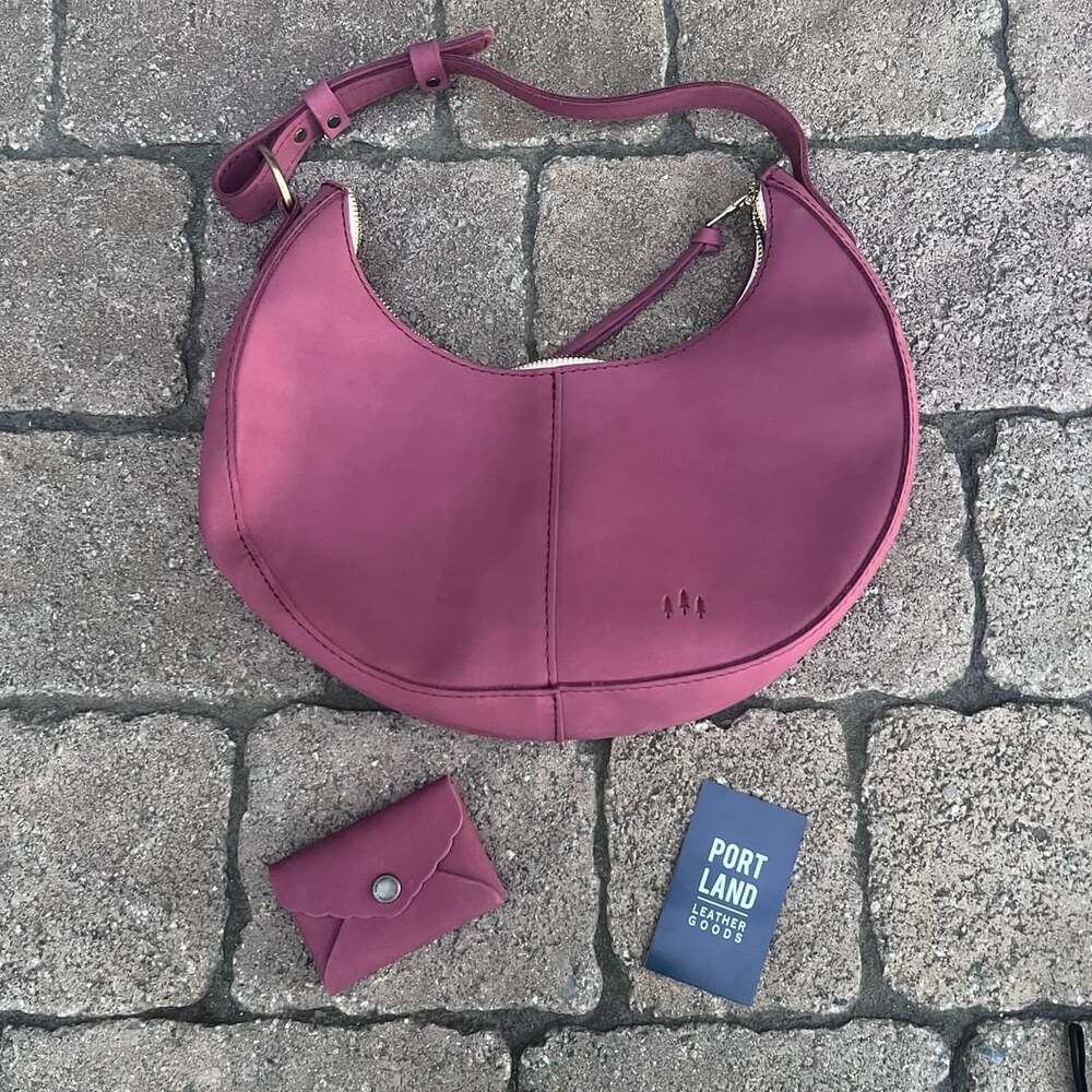 Portland Leather Goods Foxglove Nora Shoulder Bag Purse & Matching Card Holder